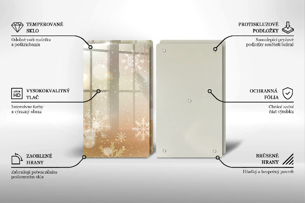 Kuchynská doska veľká zo skla Snehové vločky