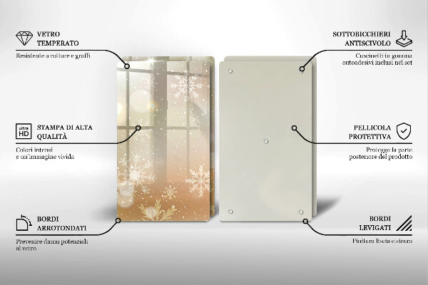 Kuchynská doska veľká zo skla Snehové vločky