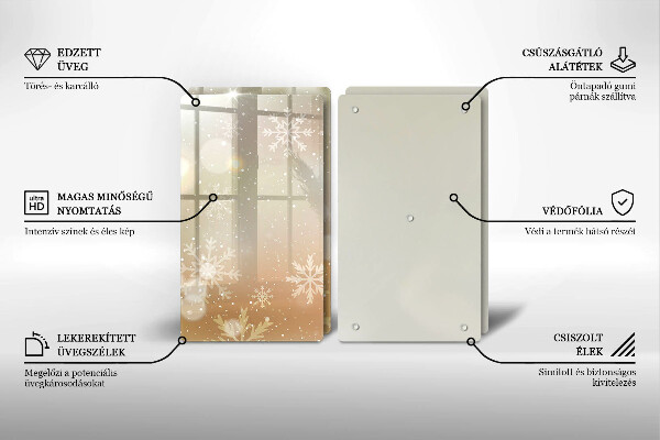 Kuchynská doska veľká zo skla Snehové vločky