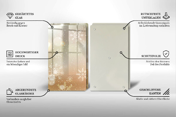 Kuchynská doska veľká zo skla Snehové vločky