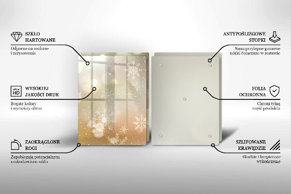 Kuchynská doska veľká zo skla Snehové vločky