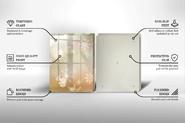 Kuchynská doska veľká zo skla Snehové vločky