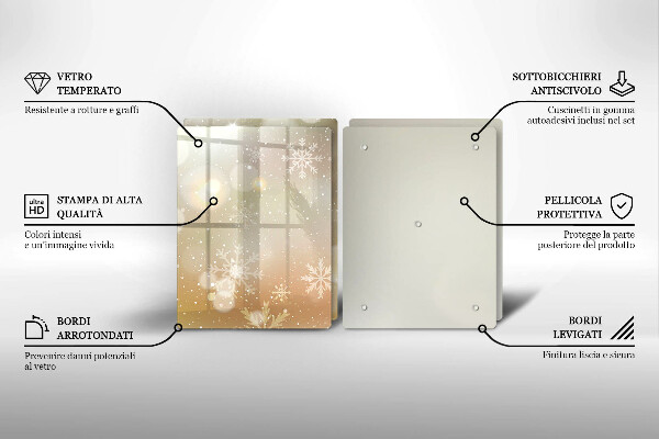 Kuchynská doska veľká zo skla Snehové vločky