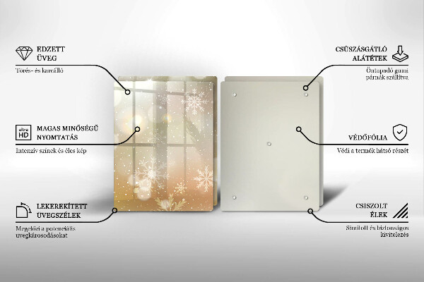 Kuchynská doska veľká zo skla Snehové vločky
