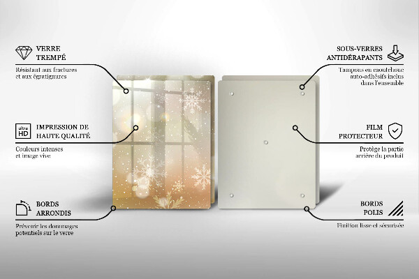 Kuchynská doska veľká zo skla Snehové vločky