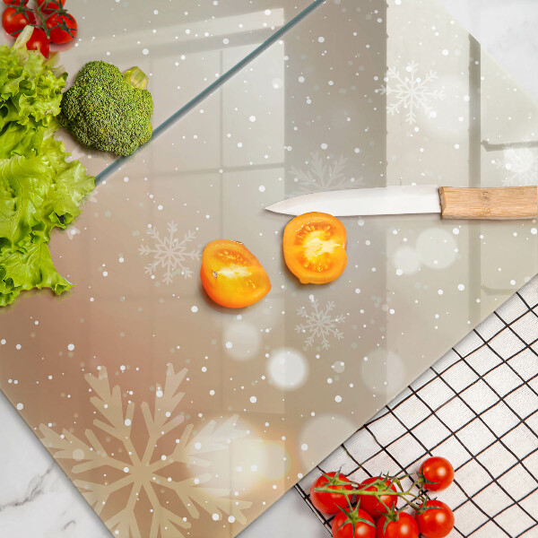 Kuchynská doska veľká zo skla Snehové vločky
