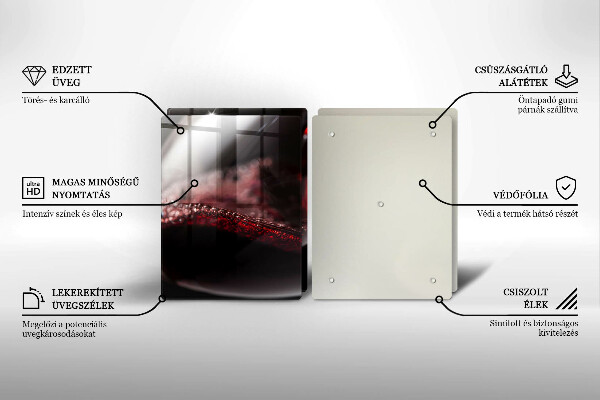 Kuchynská doska veľká zo skla Červené víno v pohári