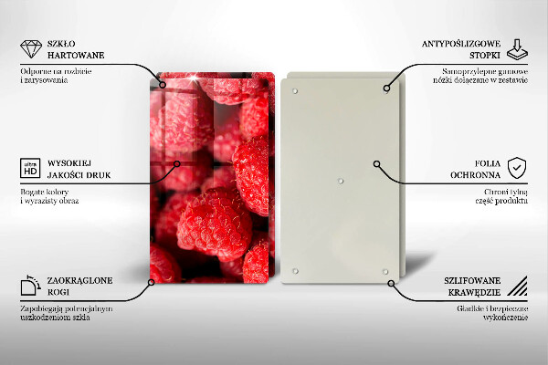 Kuchynská doska veľká zo skla Malinové ovocie