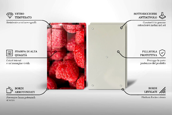 Kuchynská doska veľká zo skla Malinové ovocie