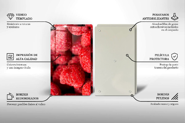 Kuchynská doska veľká zo skla Malinové ovocie