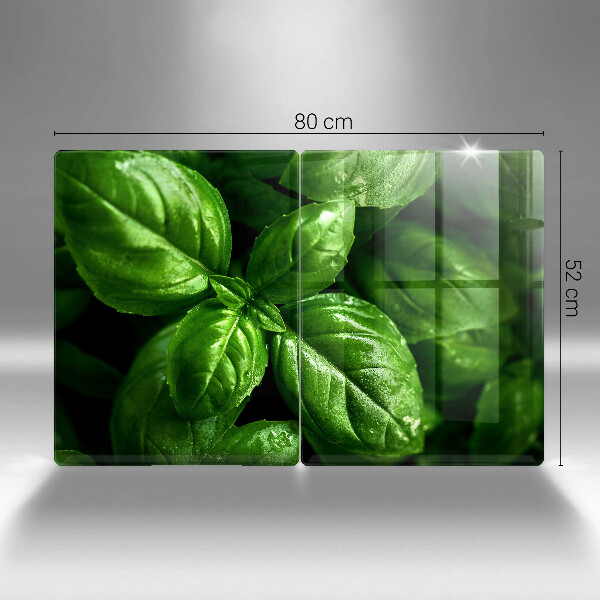 Kuchynská doska veľká zo skla Listy bazalky