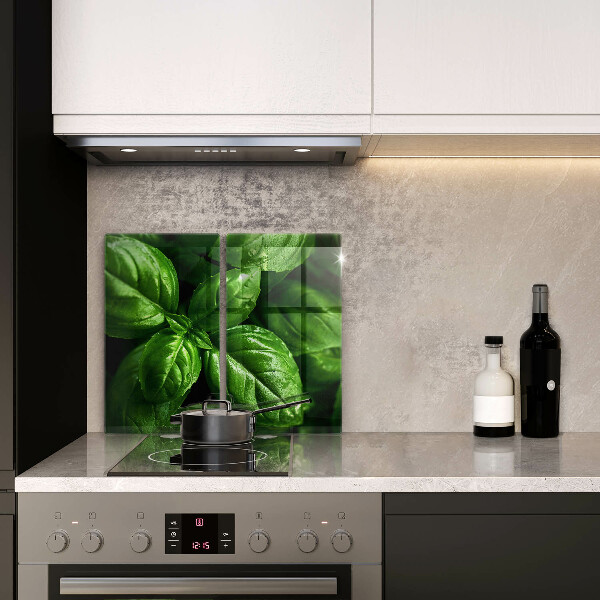 Kuchynská doska veľká zo skla Listy bazalky