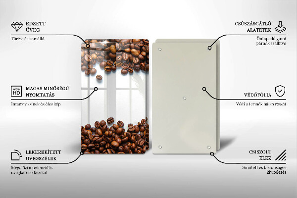 Kuchynská doska veľká zo skla Kávové zrná