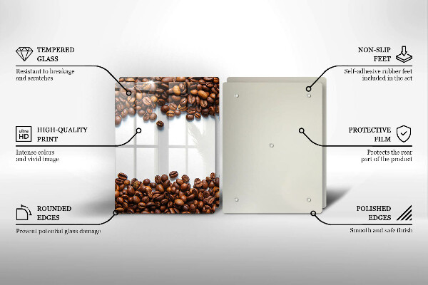 Kuchynská doska veľká zo skla Kávové zrná
