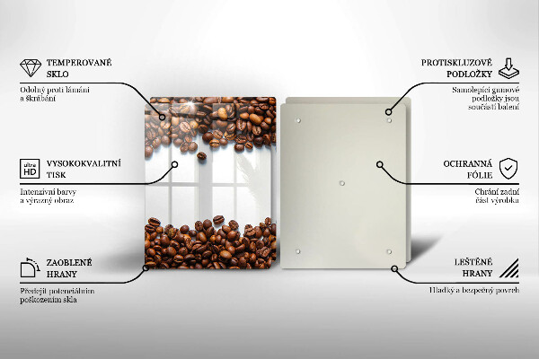 Kuchynská doska veľká zo skla Kávové zrná