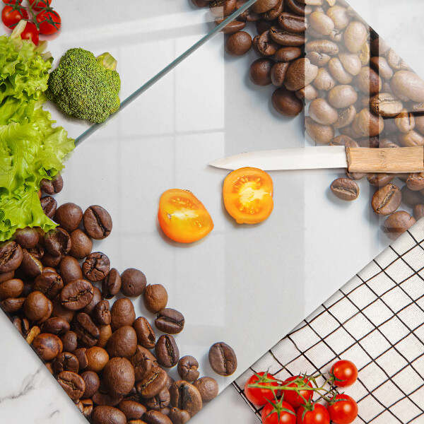 Kuchynská doska veľká zo skla Kávové zrná