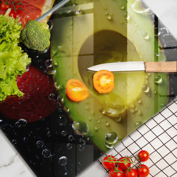 Kuchynská doska veľká zo skla Ovocie a zelenina
