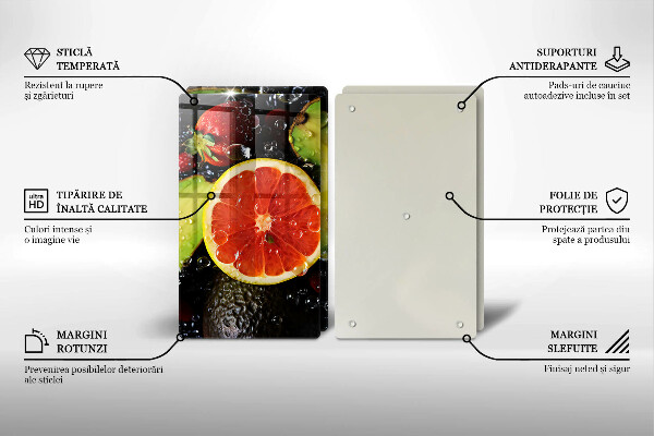 Kuchynská doska veľká zo skla Ovocie a zelenina