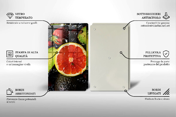 Kuchynská doska veľká zo skla Ovocie a zelenina
