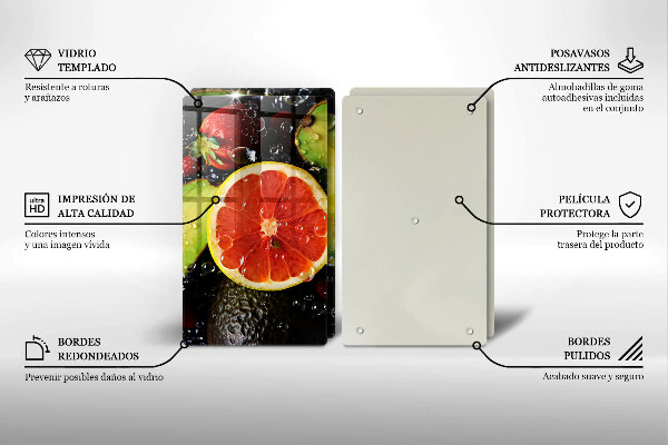 Kuchynská doska veľká zo skla Ovocie a zelenina