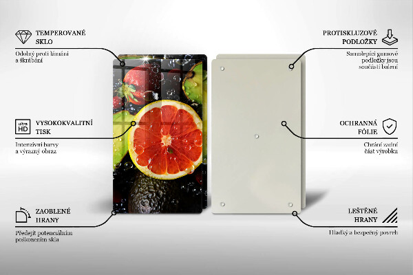 Kuchynská doska veľká zo skla Ovocie a zelenina