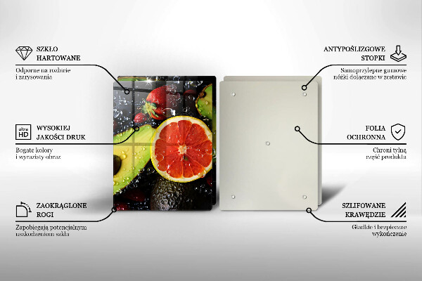 Kuchynská doska veľká zo skla Ovocie a zelenina