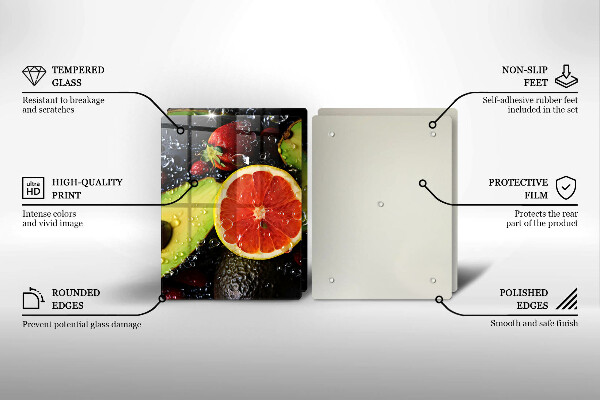 Kuchynská doska veľká zo skla Ovocie a zelenina