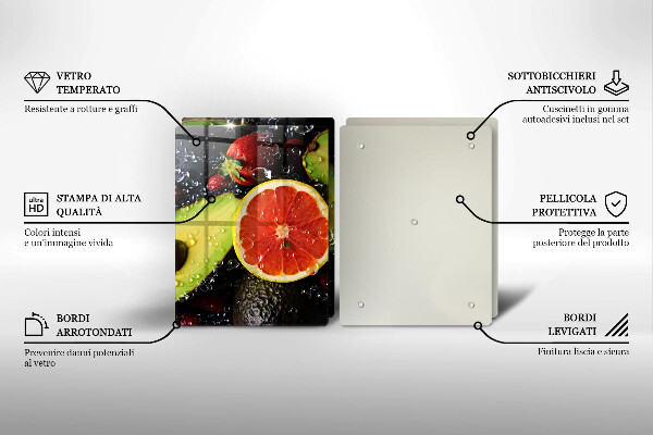 Kuchynská doska veľká zo skla Ovocie a zelenina