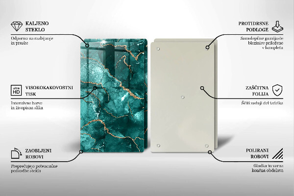 Kuchynská doska veľká zo skla Modrý mramor