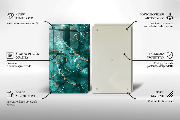 Kuchynská doska veľká zo skla Modrý mramor