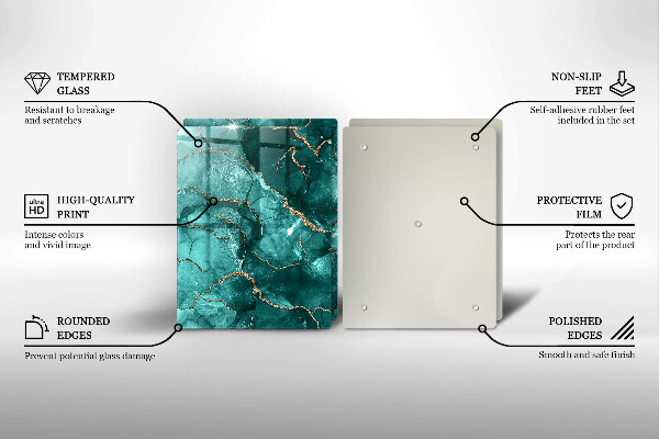 Kuchynská doska veľká zo skla Modrý mramor