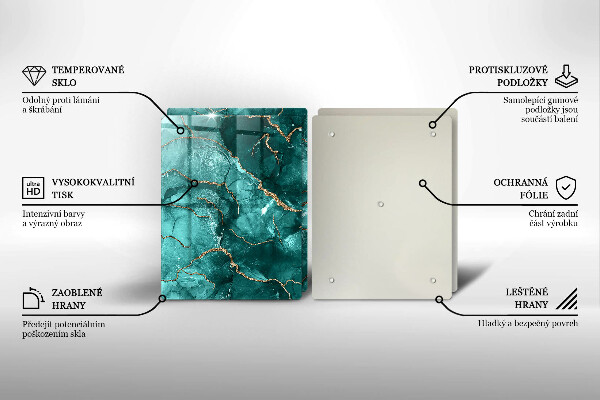 Kuchynská doska veľká zo skla Modrý mramor