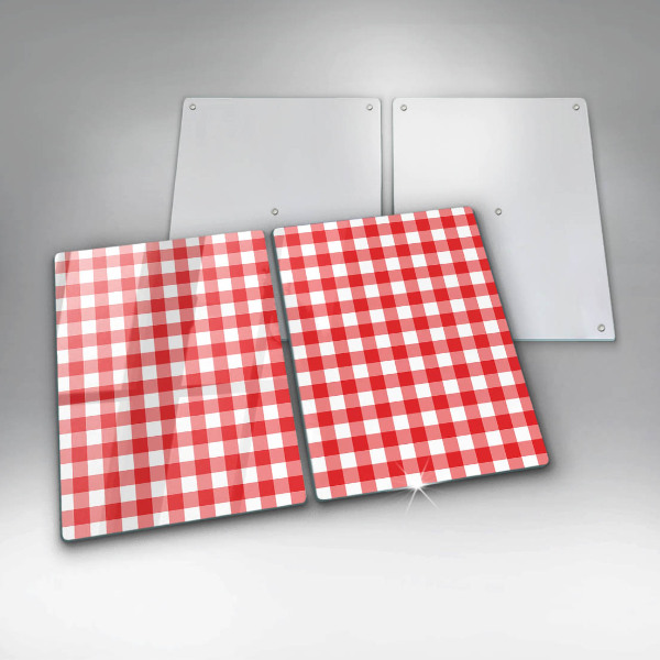 Kuchynská doska veľká zo skla Červeno-biely kockovaný vzor