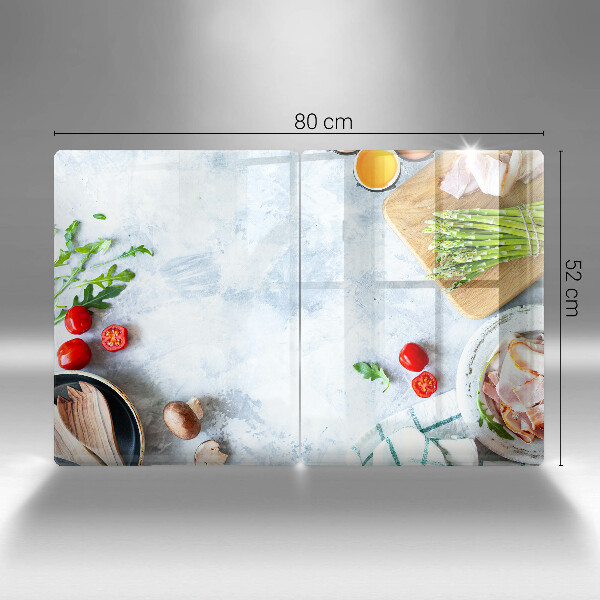 Kuchynská doska veľká zo skla Ingrediencie v kuchyni