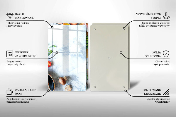 Kuchynská doska veľká zo skla Ingrediencie v kuchyni