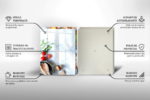 Kuchynská doska veľká zo skla Ingrediencie v kuchyni