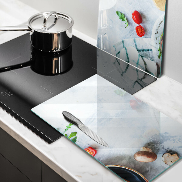 Kuchynská doska veľká zo skla Ingrediencie v kuchyni