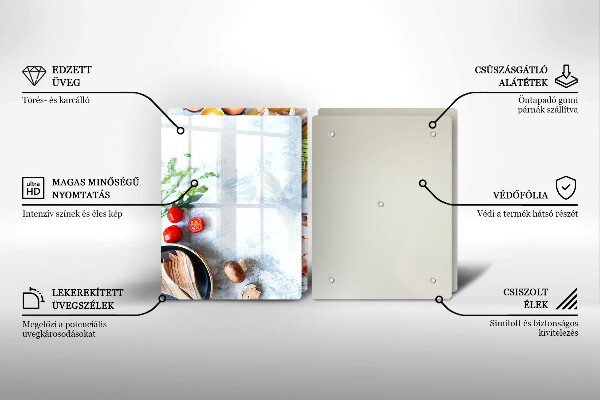 Kuchynská doska veľká zo skla Ingrediencie v kuchyni