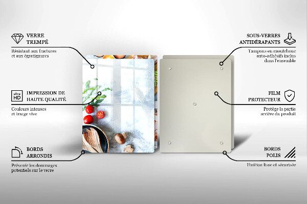 Kuchynská doska veľká zo skla Ingrediencie v kuchyni