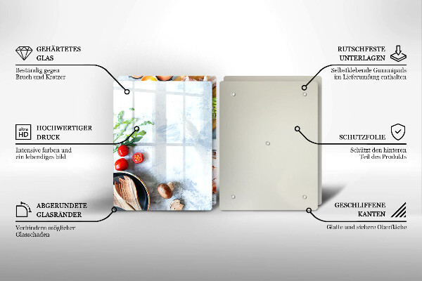 Kuchynská doska veľká zo skla Ingrediencie v kuchyni