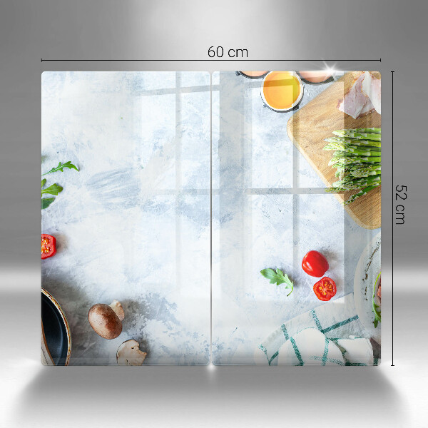 Kuchynská doska veľká zo skla Ingrediencie v kuchyni