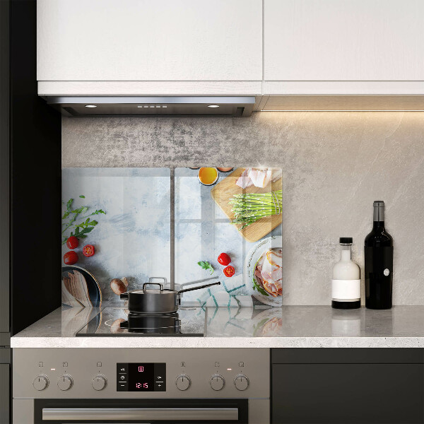 Kuchynská doska veľká zo skla Ingrediencie v kuchyni