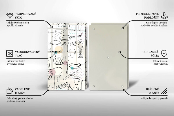 Kuchynská doska veľká zo skla Kuchynské doplnky