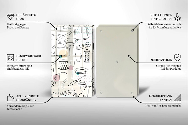 Kuchynská doska veľká zo skla Kuchynské doplnky