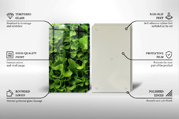 Kuchynská doska veľká zo skla Listy zeleného šalátu