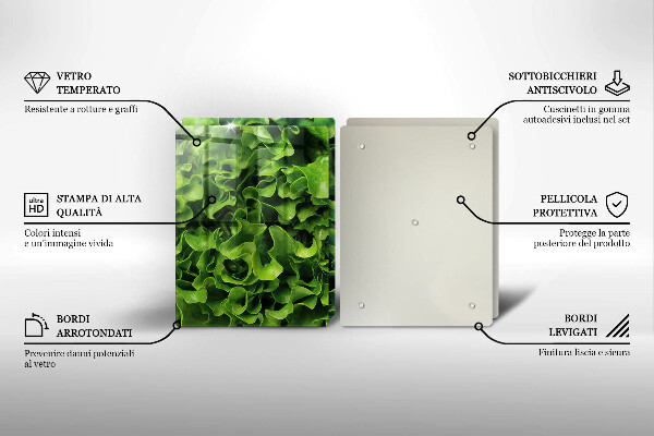 Kuchynská doska veľká zo skla Listy zeleného šalátu