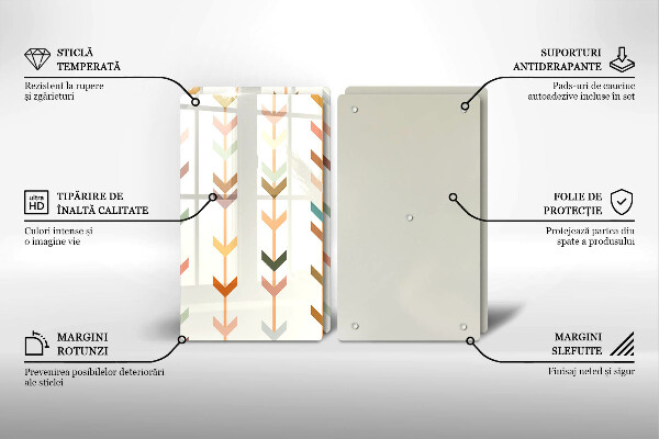 Kuchynská doska veľká zo skla Geometrické prvky