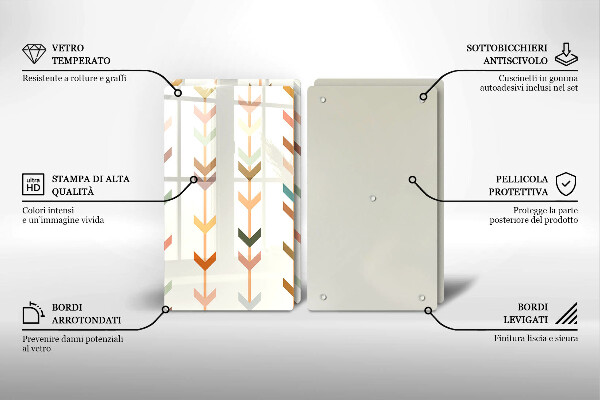 Kuchynská doska veľká zo skla Geometrické prvky