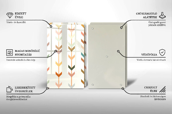 Kuchynská doska veľká zo skla Geometrické prvky