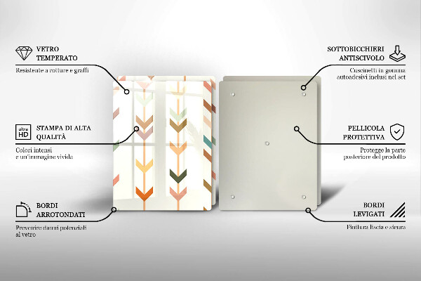 Kuchynská doska veľká zo skla Geometrické prvky